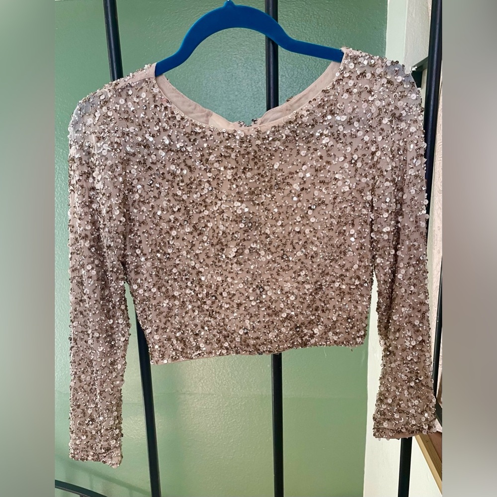 Alice & Olivia Sequin Embellished Women's Top - Cream (6)